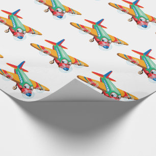 cartoon aeroplane wrapping paper