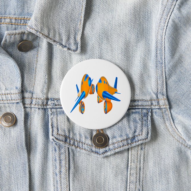 Cartoon Aeroplanes Vibrant Orange and Blue  7.5 Cm Round Badge (Creator Uploaded)