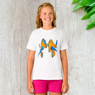 Cartoon Aeroplanes Vibrant Orange and Blue T-Shirt