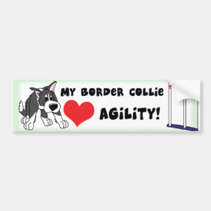 Cartoon Agility Border Collie Bumper Sticker