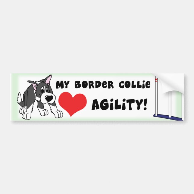 Cartoon Agility Border Collie Bumper Sticker (Front)