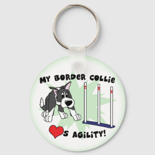 Cartoon Agility Border Collie Keychain