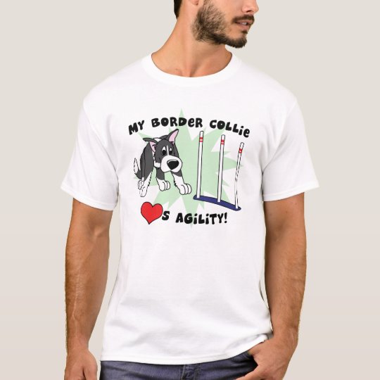 Cartoon Agility Border Collie Tee Shirt