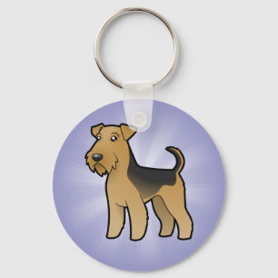 Cartoon Airedale Terrier / Welsh Terrier Key Ring