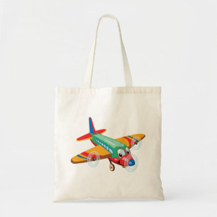 cartoon airplane tote bag