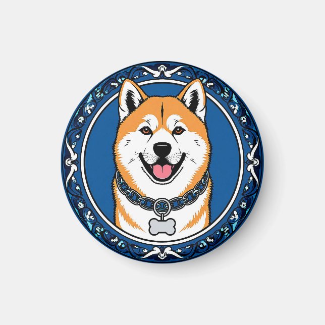Cartoon Akita Inu Lover Gift Magnet (Front)