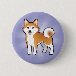 Cartoon Akita Inu / Shiba Inu 6 Cm Round Badge