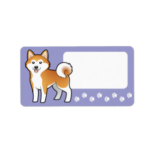 Cartoon Akita Inu / Shiba Inu Label