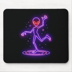 Cartoon Alien Dancing Amongst Small Starbursts Mouse Mat