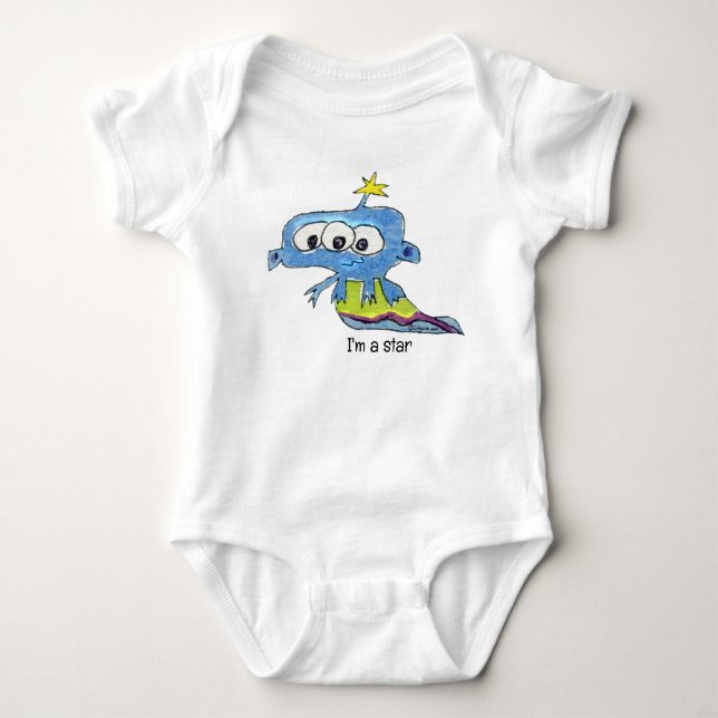 Cartoon alien star baby bodysuit (Front)