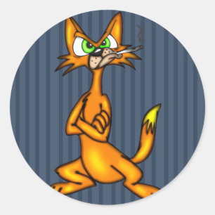 Cartoon Alley Cat Classic Round Sticker