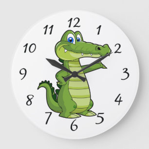 Cartoon Alligator Background Large Clock
