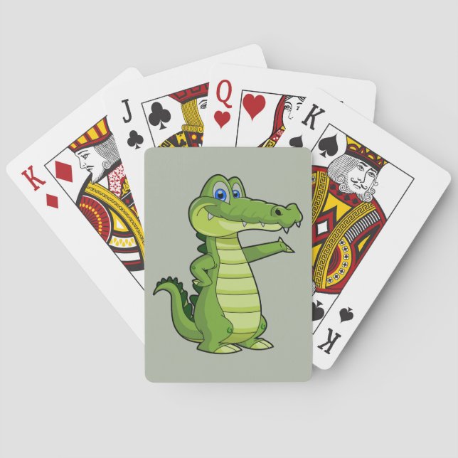 Cartoon Alligator Background Playing Cards (Back)