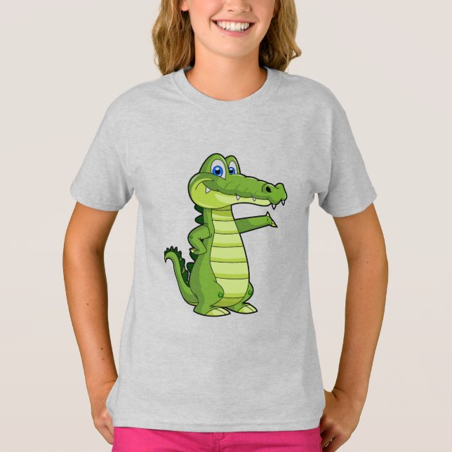 Cartoon Alligator Background T-Shirt (Front)