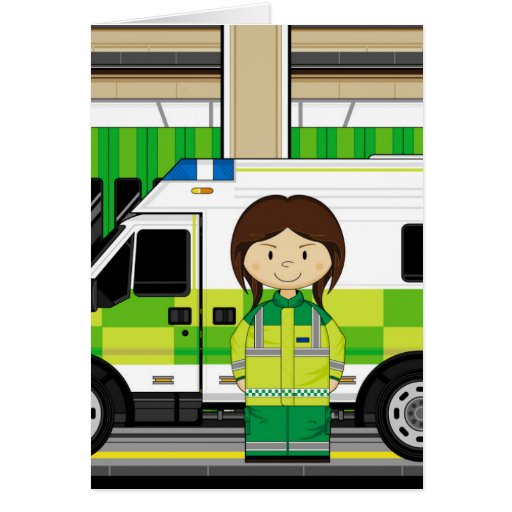 Image of Cartoon Ambulance and EMT