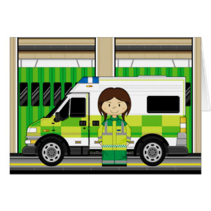Cartoon Ambulance and EMT