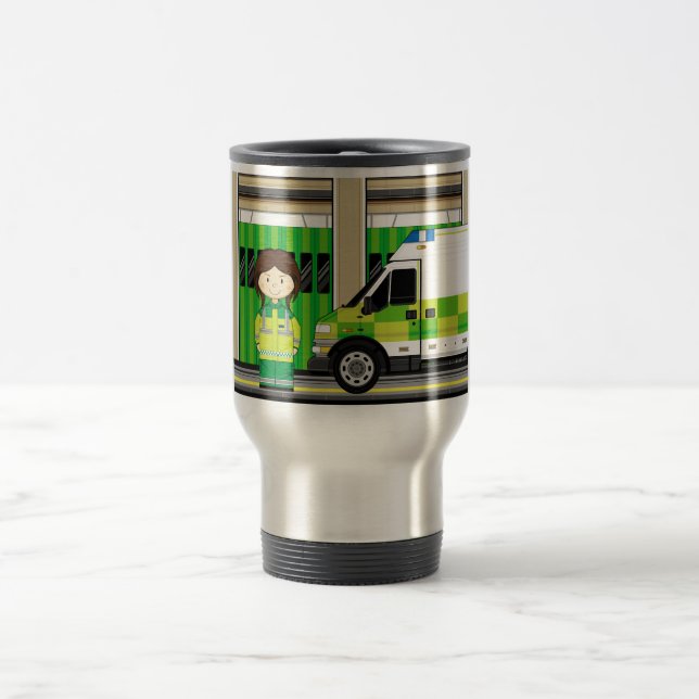 Cartoon Ambulance and EMT Travel Mug (Center)