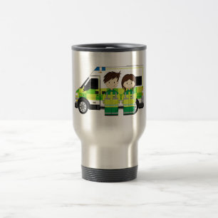Cartoon Ambulance and EMT's Travel Mug