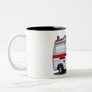 Cartoon Ambulance Car Two-Tone Coffee Mug