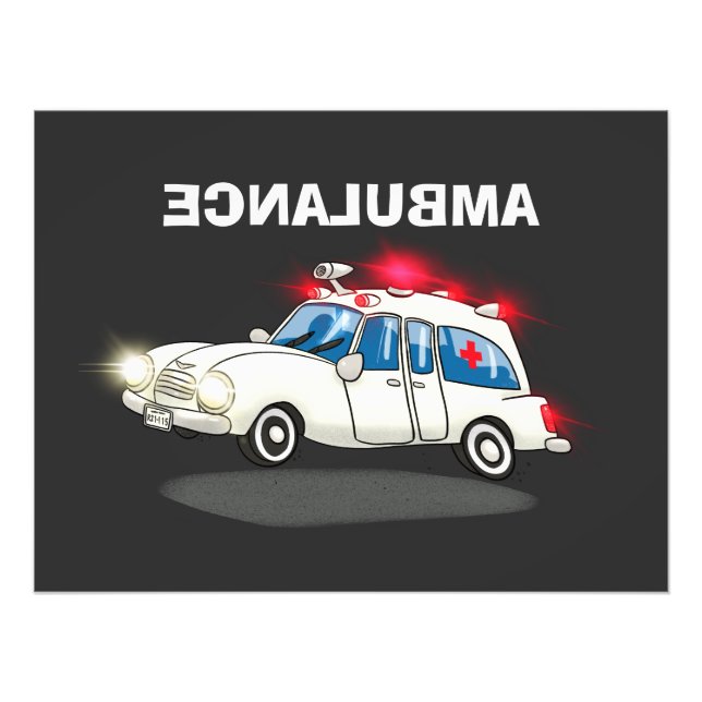Cartoon Ambulance Photo Print (Front)