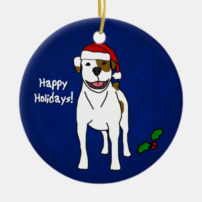 Cartoon American Bulldog Christmas Ornament (Front)