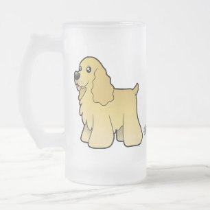 Cartoon American Cocker Spaniel Frosted Glass Beer Mug