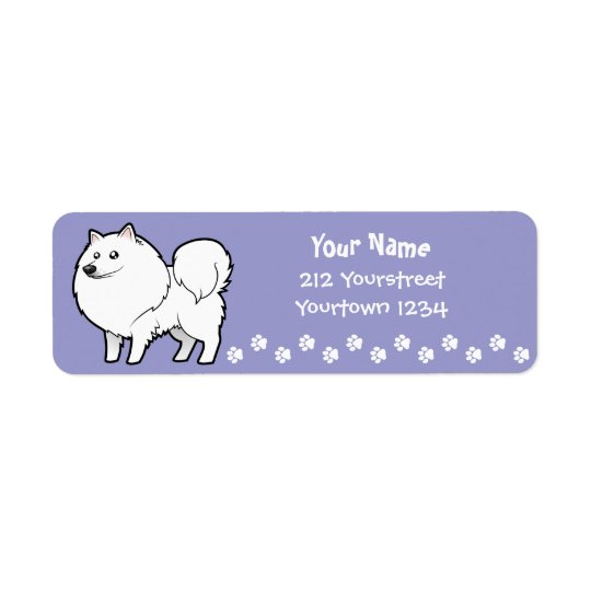 Cartoon American Eskimo Dog / German Spitz Return Address Label