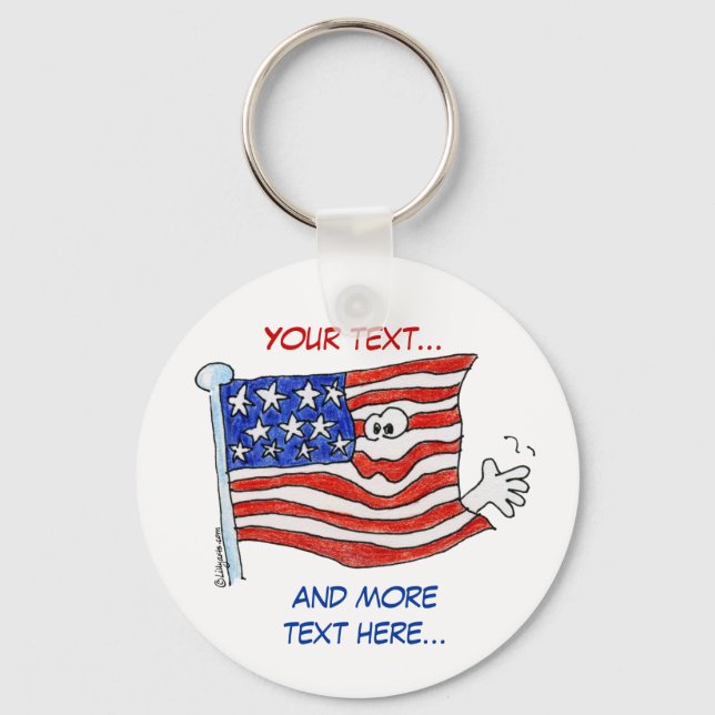 Cartoon American Flag Cute Keychains (Front)