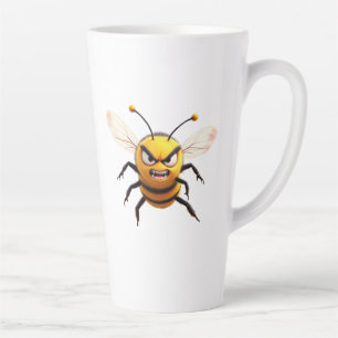 Cartoon Angry Bee Illustration Latte Mug
