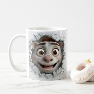 Cartoon Animal Breaking Through Wall Coffee Mug