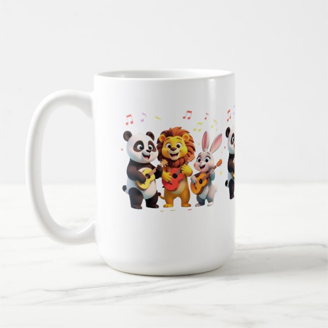 🎵 Cartoon Animal Music Party – Fun & Cute Musical Coffee Mug (Left)