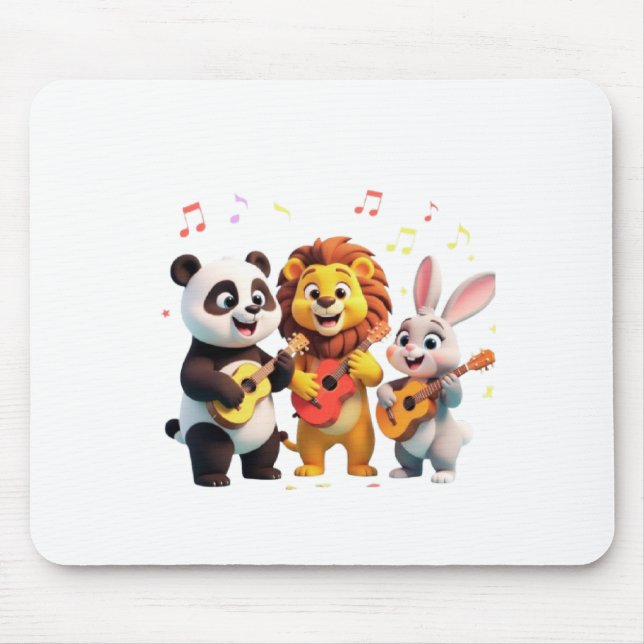 🎵 Cartoon Animal Music Party – Fun & Cute Musical Mouse Mat (Front)