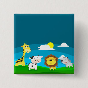 Cartoon animals 15 cm square badge
