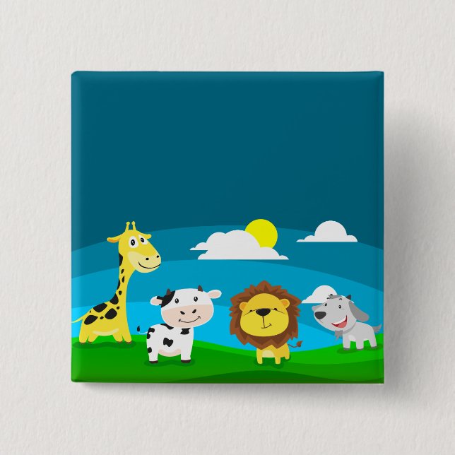 Cartoon animals       15 cm square badge (Front)