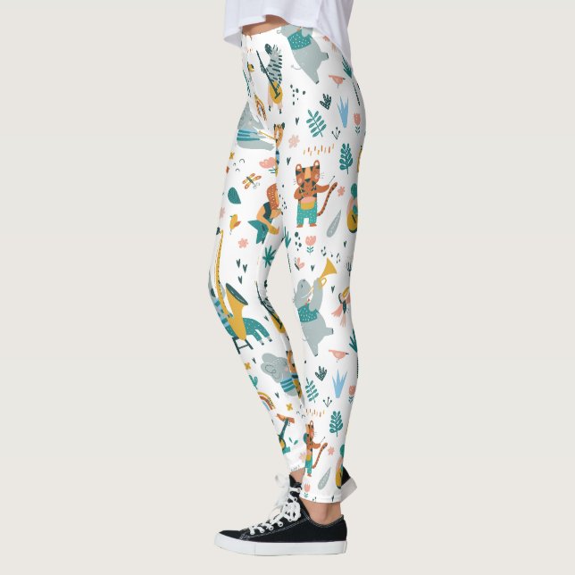 Cartoon Animals Band  Leggings (Left)