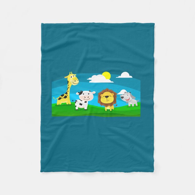 Cartoon animals        fleece blanket (Front)