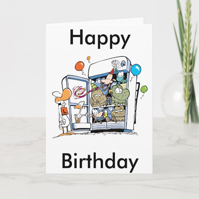 Cartoon Animals Happy Birthday Card (Front)