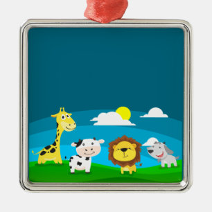 Cartoon animals metal tree decoration