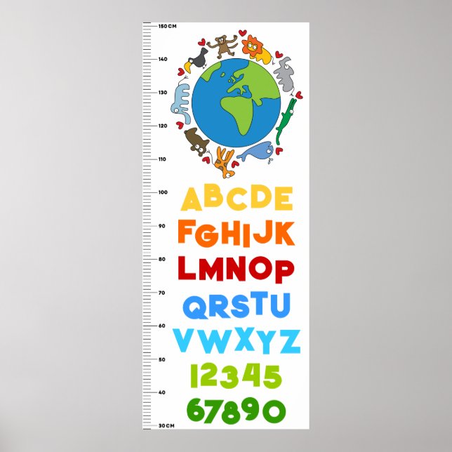 Cartoon Animals Of The World Alphabet Numbers Kids Poster (Front)