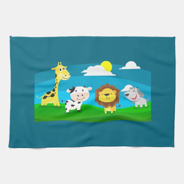 Cartoon animals           tea towel (Horizontal)