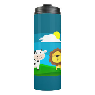 Cartoon animals     thermal tumbler