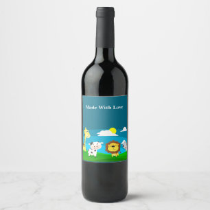 Cartoon animals        wine label