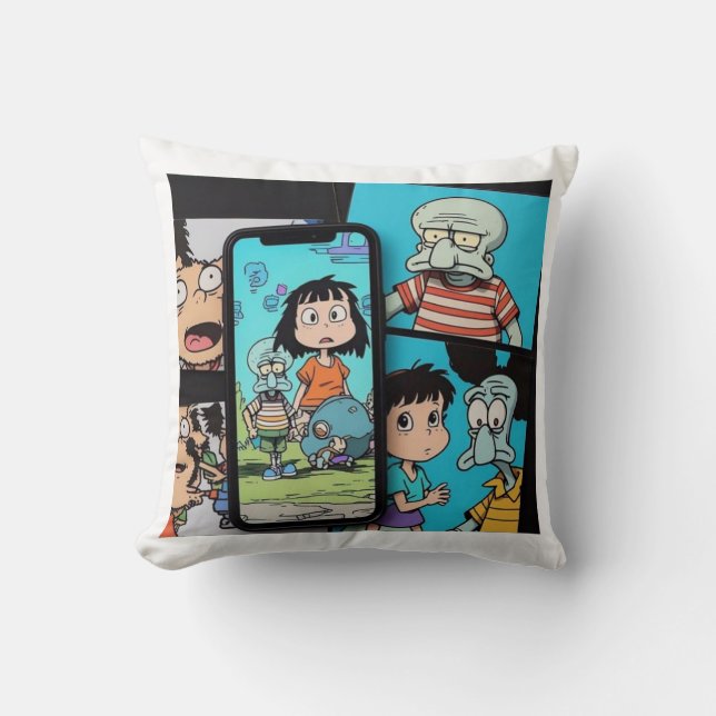 Cartoon anime Squidward Sad Cushion (Front)