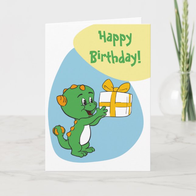Cartoon Ankylosaurus Baby Card (Front)