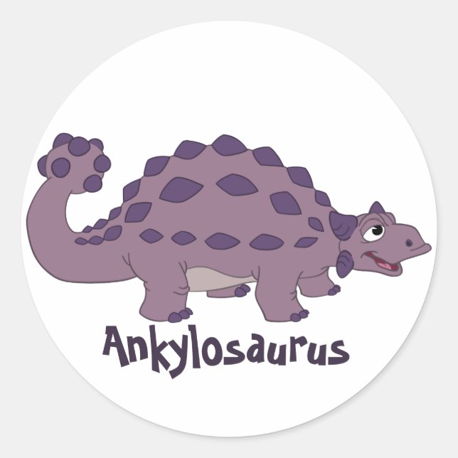 Cartoon Ankylosaurus Classic Round Sticker (Front)