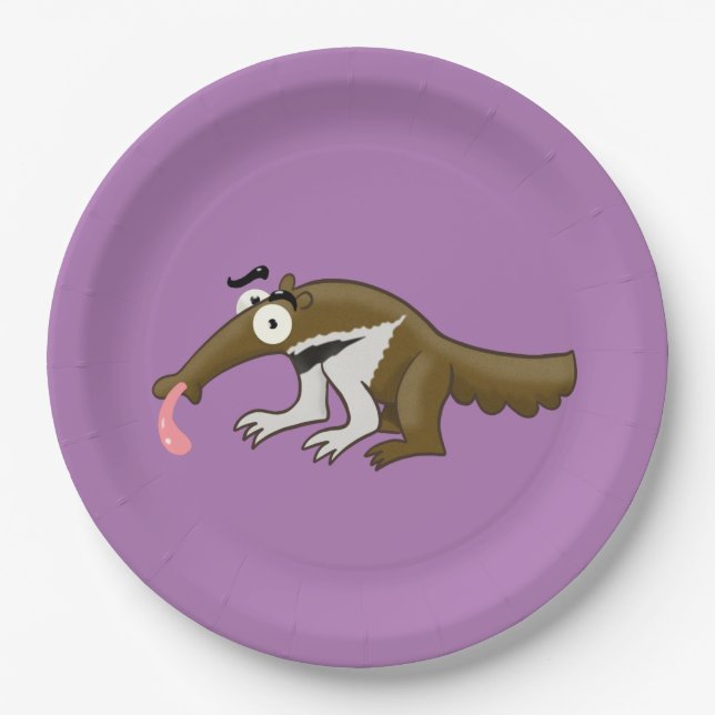 Cartoon Anteater Paper Plate (Front)
