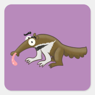 Cartoon Anteater Square Sticker