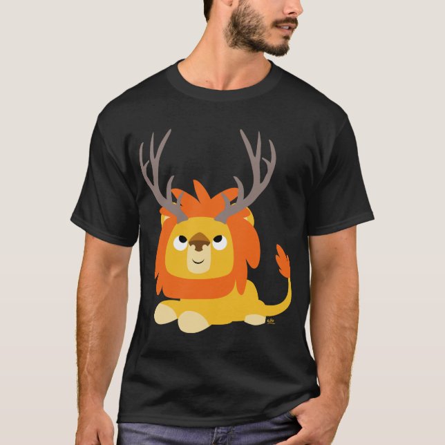 Cartoon Antlered Lion adult T-shirt (Front)