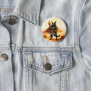 Cartoon Anubis – Egyptian God of the Afterlife  6 Cm Round Badge