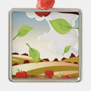 Cartoon apple orchard landscape metal tree decoration
